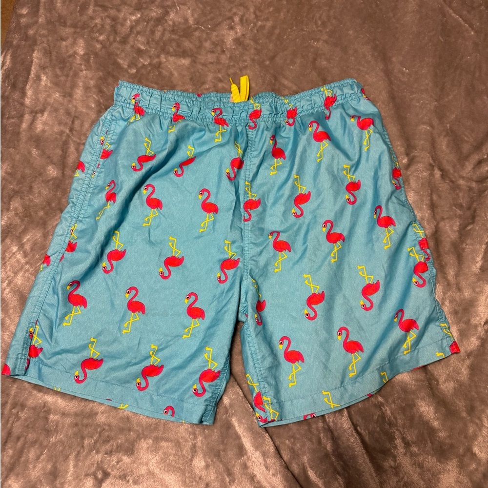 Laguna B Blue Flamingo Swim Trunks